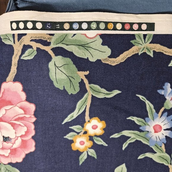 5th Avenue Upholstery Tapestry Fabric Material Floral Dark Blue Pink 48" W By Yd - Picture 6 of 9